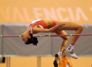 Prueba de salto de altura en el Campeonato Mundial de Atletismo Indoor de Valencia 