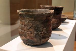 Vasos campaniformes de Sima de la Pedrera. Expuestos en el Museo de Prehistoria de Valencia