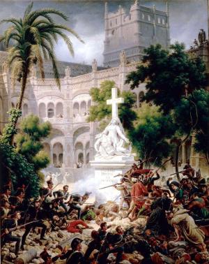 Asalto de las tropas francesas al Monasterio de Santa Engracia el 8 de febrero de 1809 durante la Guerra de la Independencia, obra de Louis-François Lejeune realizada en 1827