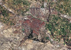 Vista de Zaragoza desde el Copernicus Sentinel-2 de la ESA 