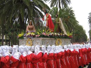 Procesión de Semana Santa, la Pollinica el Lunes Santo en el Parque Hernández.