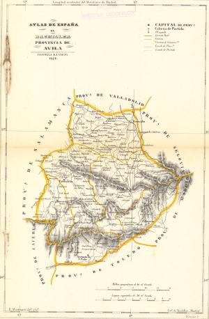 Mapa de Ávila en 1849