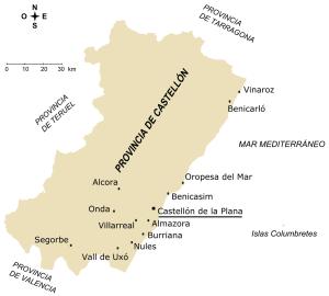 Principales localidades de la provincia de Castellón