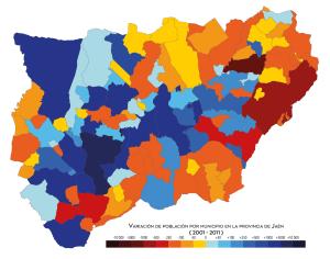 Variación de la población por municipio entre 2001 y 2011