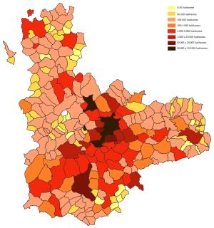 Población por municipios de la provincia de Valladolid
